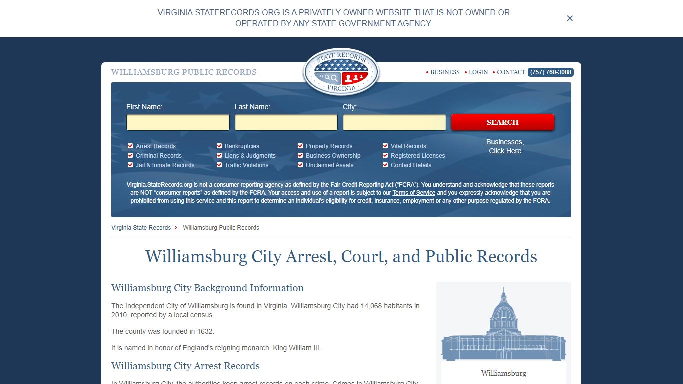 Williamsburg Arrest and Public Records | Virginia.StateRecords.org
