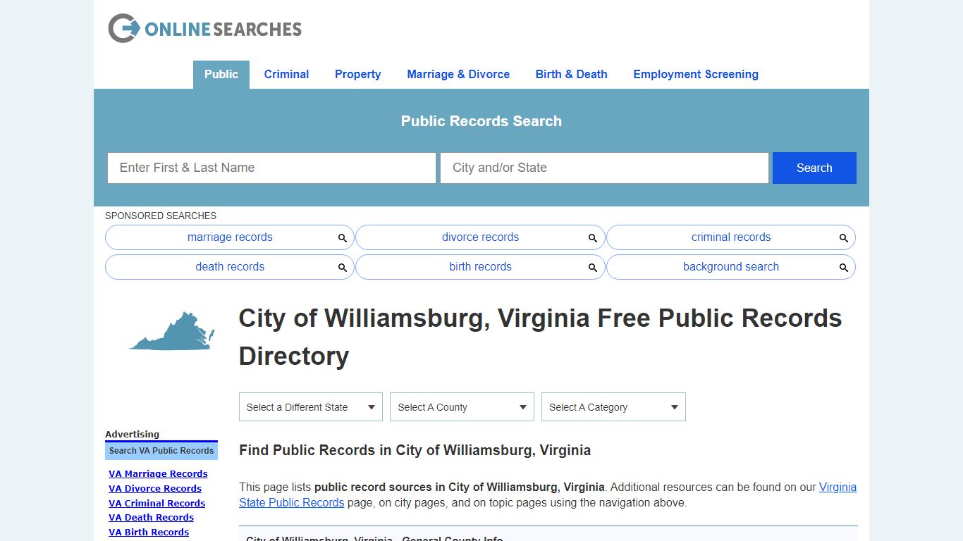 City of Williamsburg, Virginia Public Records Directory