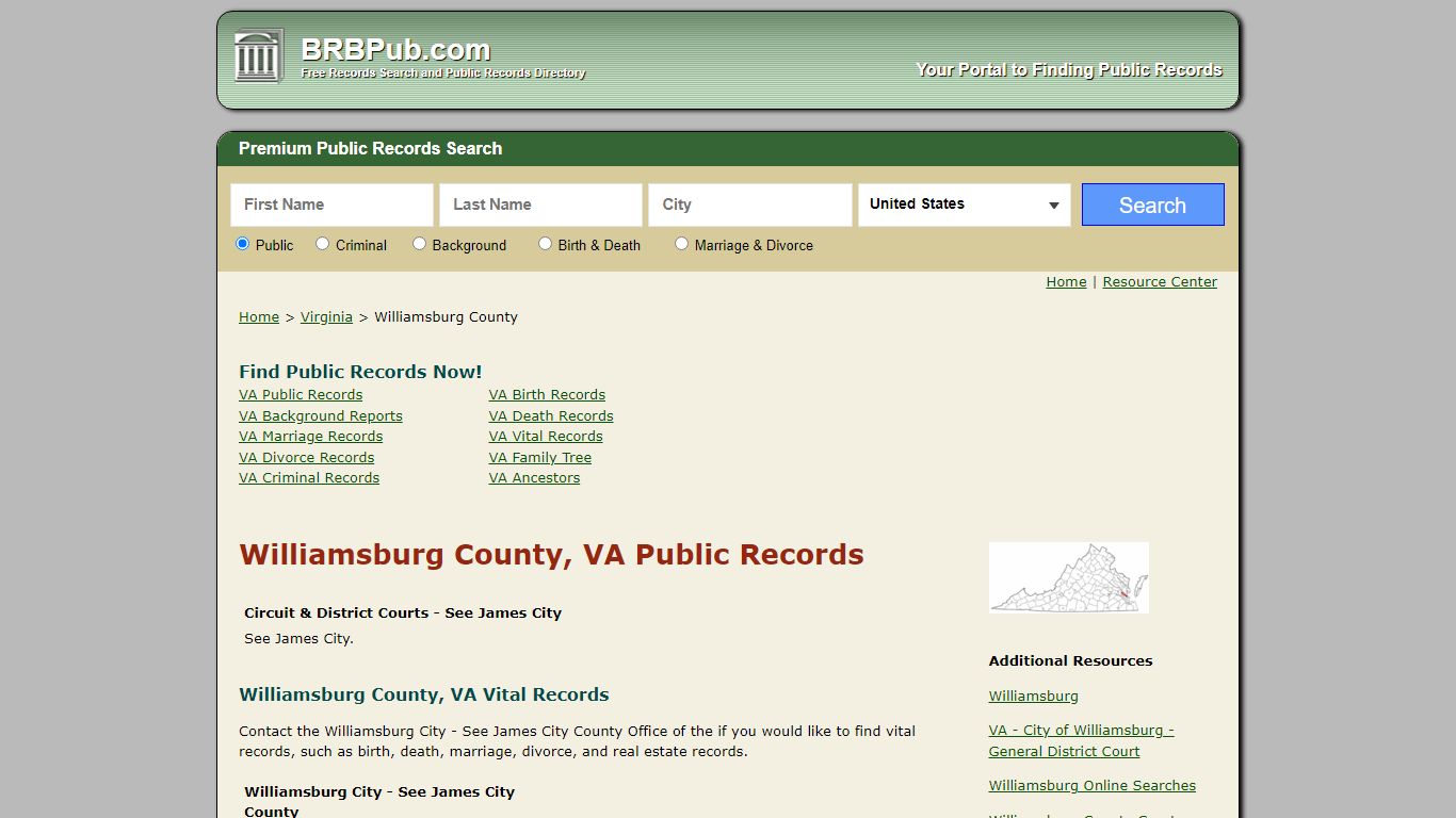 Williamsburg County Public Records | Search Virginia Government Databases